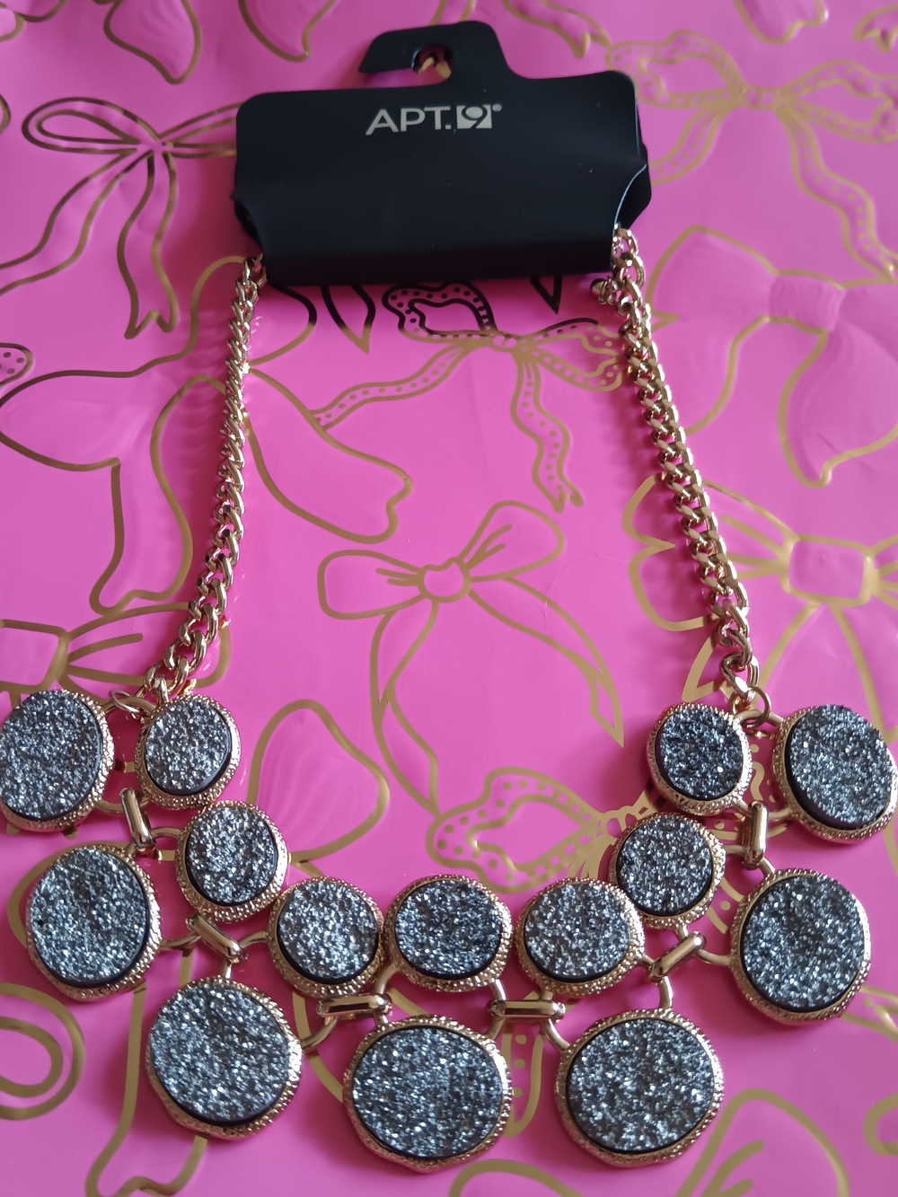 Apt. 9 GEODE GOLD TONE STATEMENT NECKLACE
